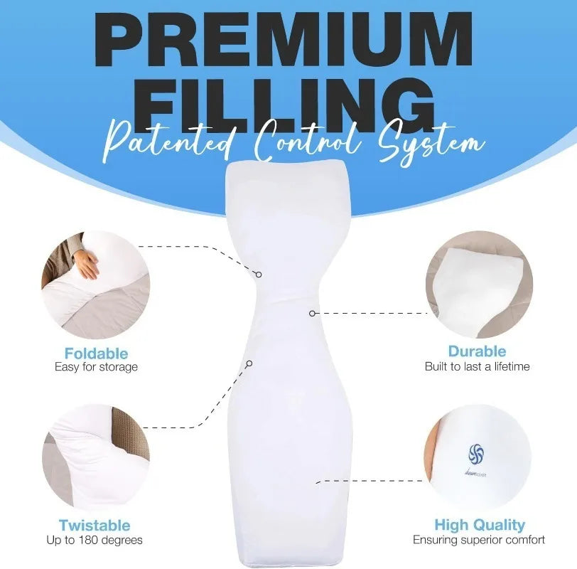 Body Pillow for Side Sleepers - Snuggle Cooling Body Pillow for Adults & Kids - Side Sleeper Long Pillow for Bed - B