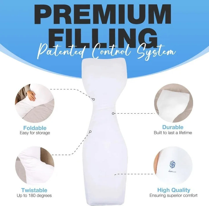 Body Pillow for Side Sleepers - Snuggle Cooling Body Pillow for Adults & Kids - Side Sleeper Long Pillow for Bed - B