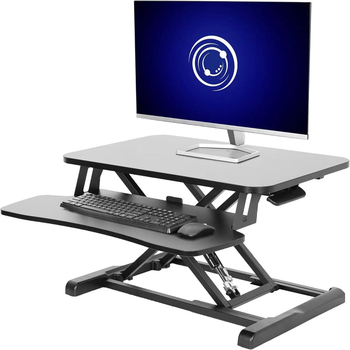 32 inch Desk Converter, K Series, Height Adjustable Sit to Stand Riser, Dual Monitor and Laptop Workstation with Wide Keyboard