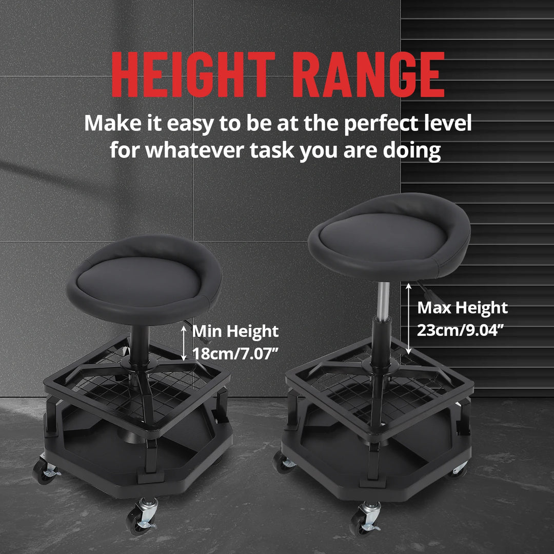 330LBS Rolling Shop Stool for Garage - Heavy-Duty Mechanic Stool, Ease to Move with 360° Universal Casters, Engineering Design
