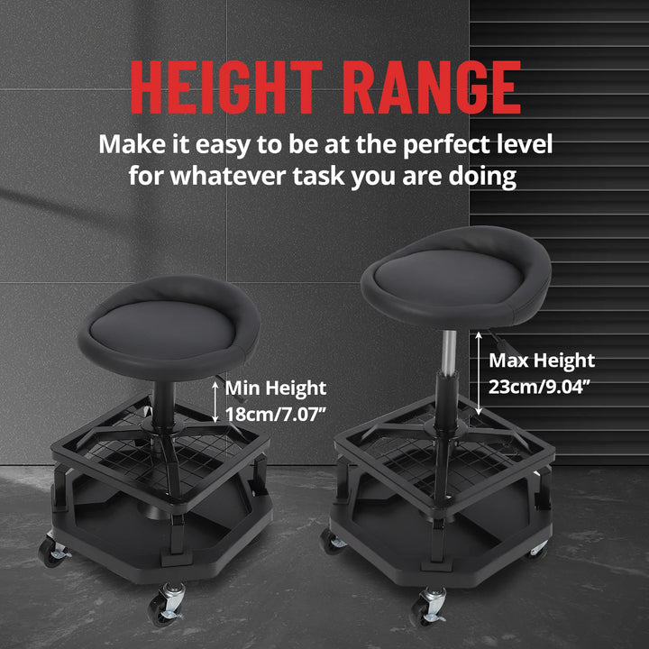 330LBS Rolling Shop Stool for Garage - Heavy-Duty Mechanic Stool, Ease to Move with 360° Universal Casters, Engineering Design