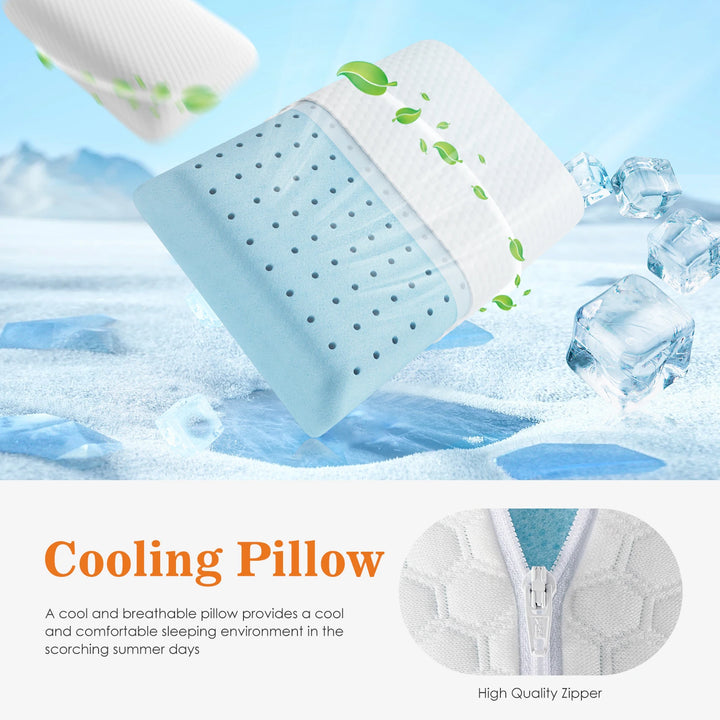 JHK Memory Foam Pillows Standard Size Neck Pillow Ventilated Cooling Bed Pillow with Removable Washable Cover Ultimate Comfort