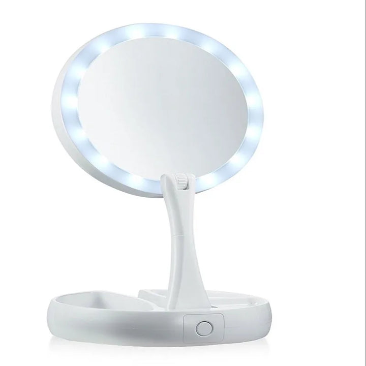 Foldable USB Charging or Battery Led Mirror Makeup White Vanity Cosmetic Mirror with Light 10X Magnifying Table Mirrors
