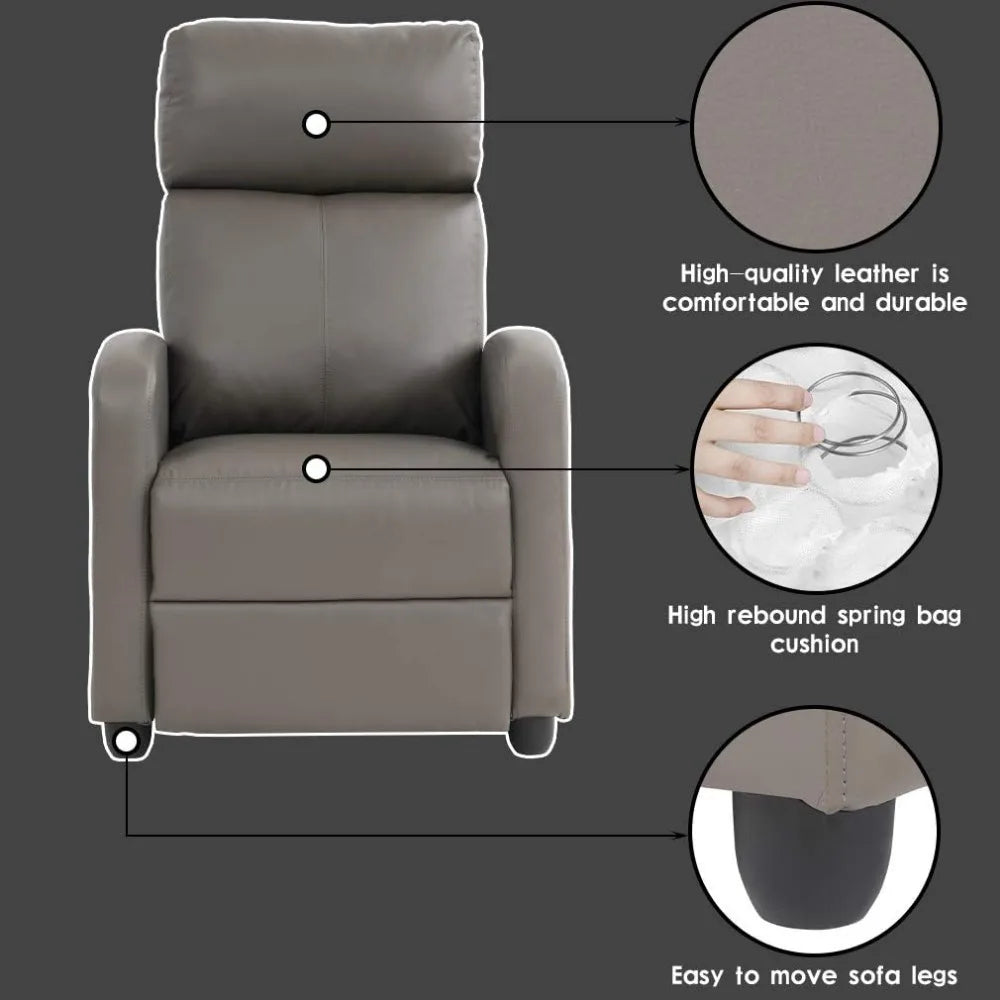 Recliner Chair for Living Room Modern Wingback Sofa Home Theater Seating Push Back Reclining Chair with Lumbar Support (Without