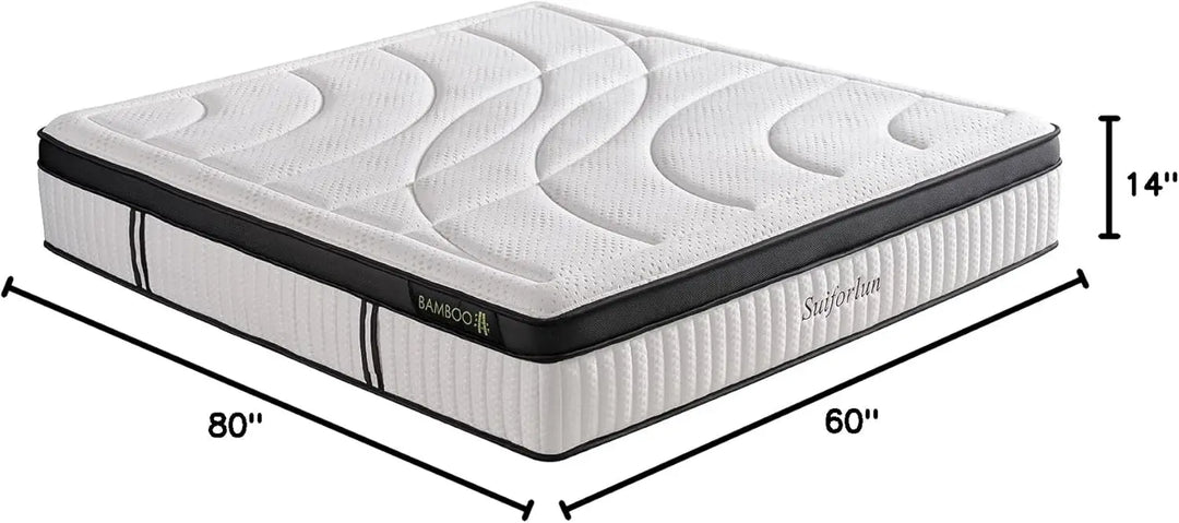 2025NEW Queen Mattress, 14 Inch Euro Top Gel Memory Foam and Pocket Coils Innerspring Hybrid Mattress Queen with 7 Premium Layer