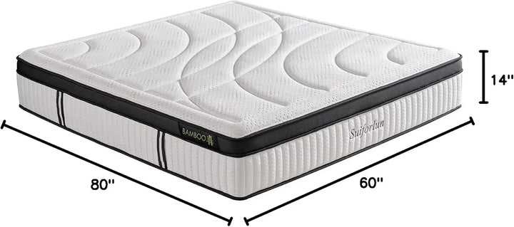 2025NEW Queen Mattress, 14 Inch Euro Top Gel Memory Foam and Pocket Coils Innerspring Hybrid Mattress Queen with 7 Premium Layer