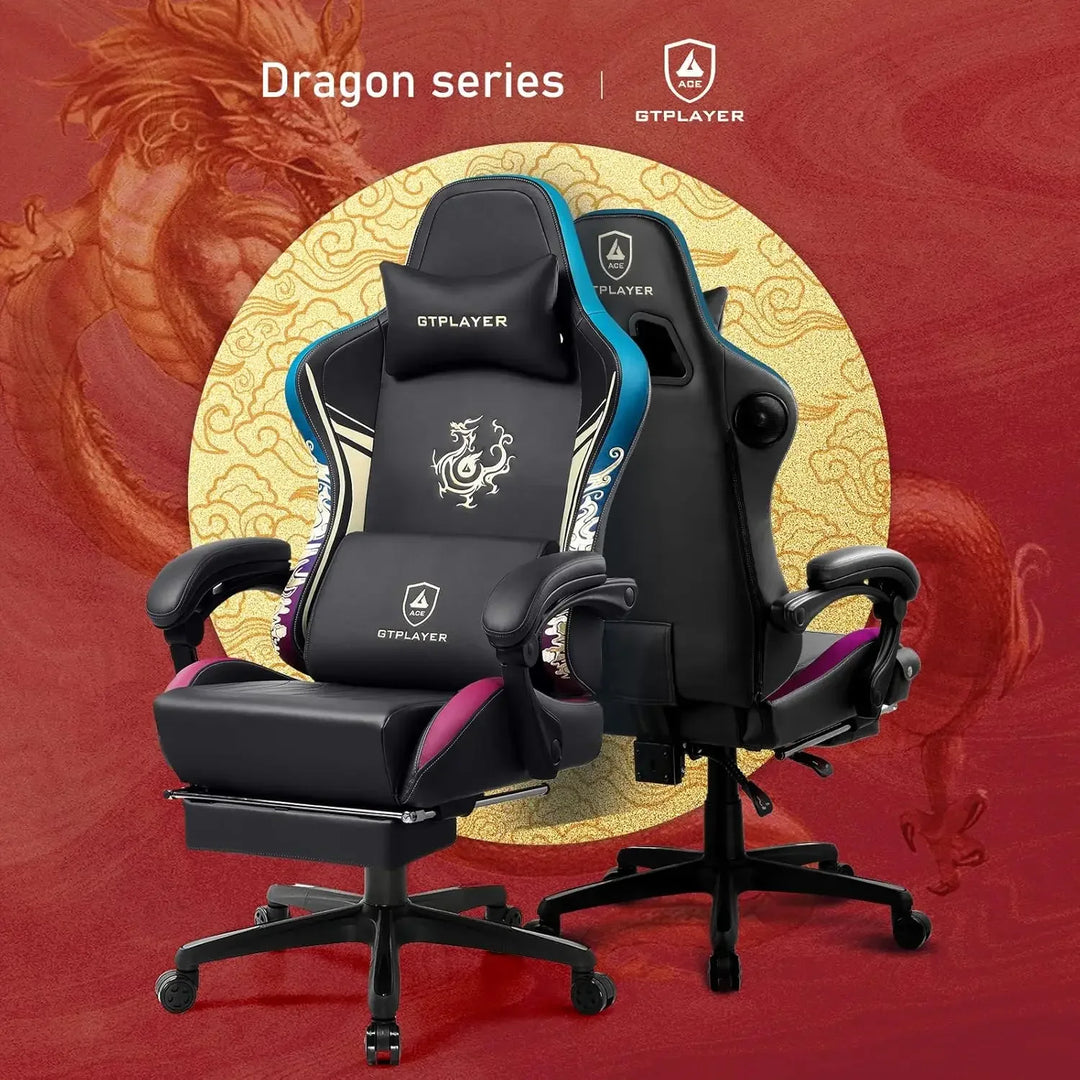 Gaming Chair with Bluetooth Speakers and Footrest, Dragon Series Video Game Chair ，Heavy Duty Ergonomic Chair