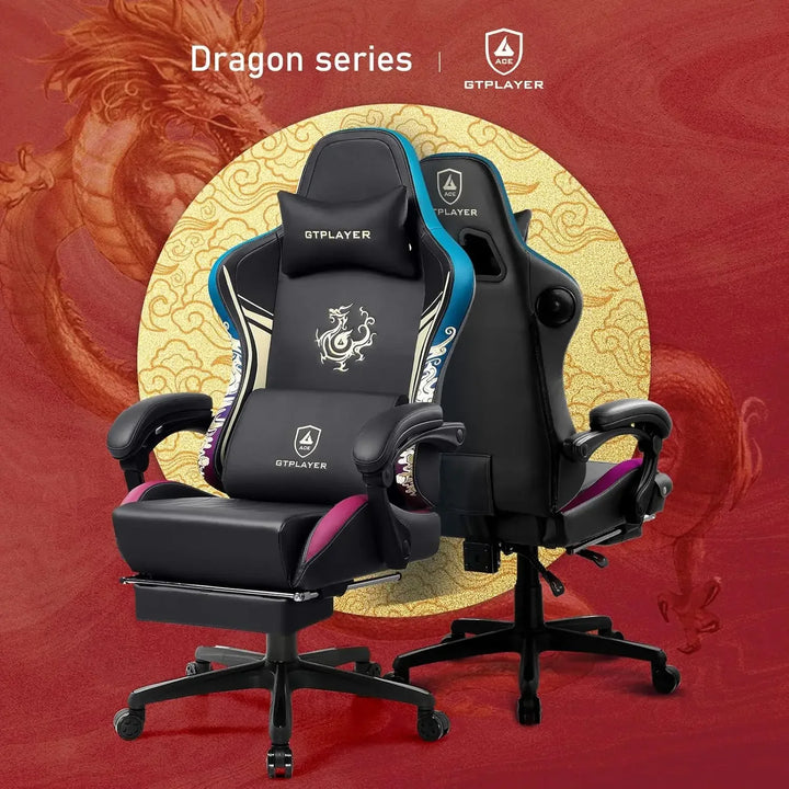Gaming Chair with Bluetooth Speakers and Footrest, Dragon Series Video Game Chair ，Heavy Duty Ergonomic Chair