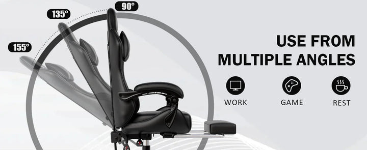 Ergonomic Gaming Chair with Footrest, Racing Style Video Game Chair for Adults, Reclining Gamer Office Chair