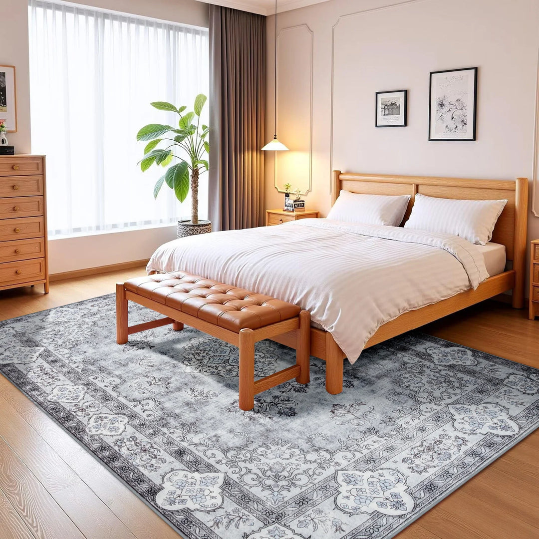 Area Rugs for Living Room Elegant Floral Traditional Faux Wool Area Rug