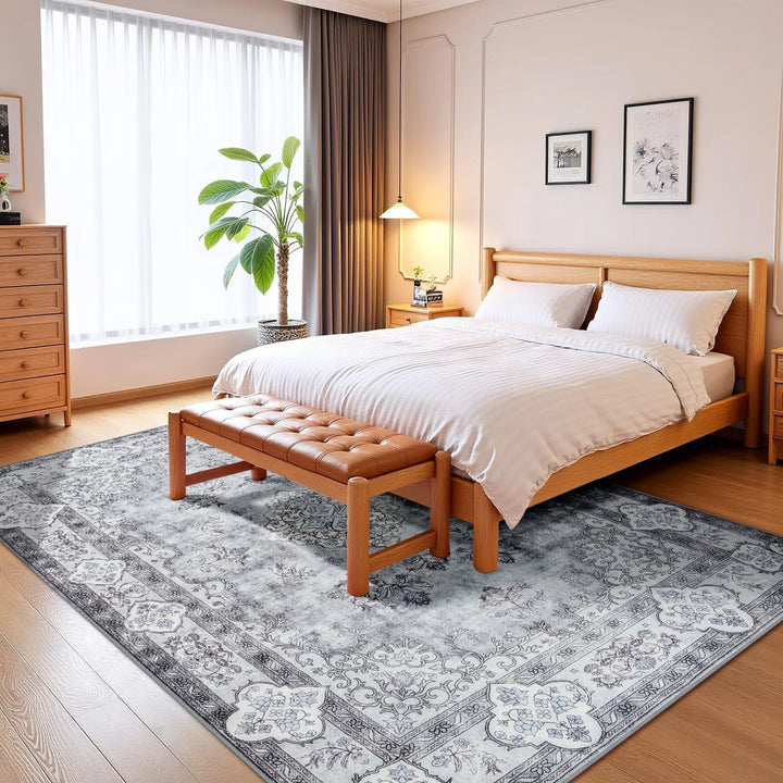 Area Rugs for Living Room Elegant Floral Traditional Faux Wool Area Rug