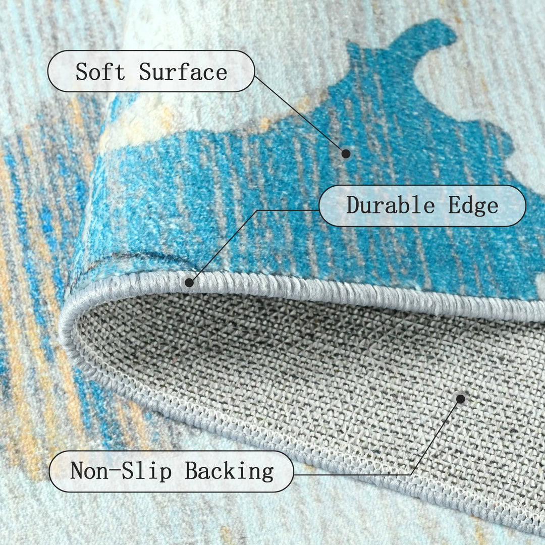 Area Rugs for Living Room Elegant Floral Traditional Faux Wool Area Rug