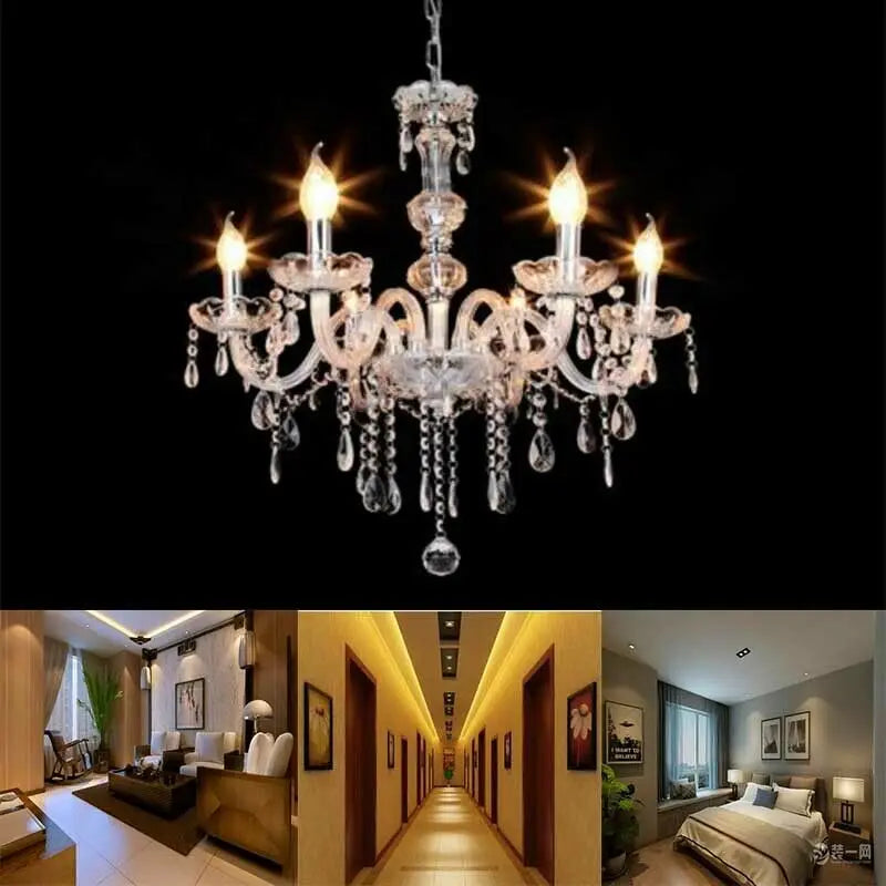 Classic 6 Lights Tassels Chandelier 6 Arms Crystal Lustre Light Modern Ceiling Light Lamp Lighting For Living Room Dining Room