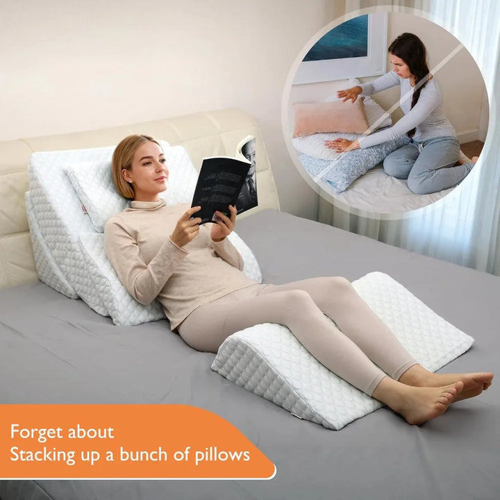 Adjustable Orthopedic Bed Wedge Pillow Set, Reading Pillow&Back Support for Sleeping, Memory Foam Wedge for Lower Back- Hot Sale