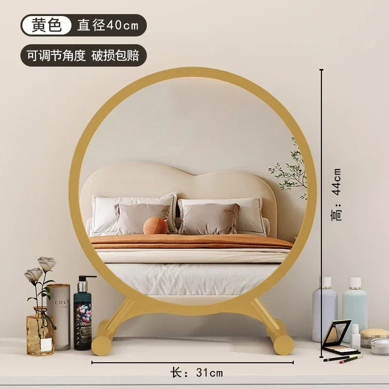 Unique Makeup Mirror Compact Korean Bedroom Funky Girl Aesthetic Items Art Circular Mirror Cosmetics Vestidores Decoracao Quarto