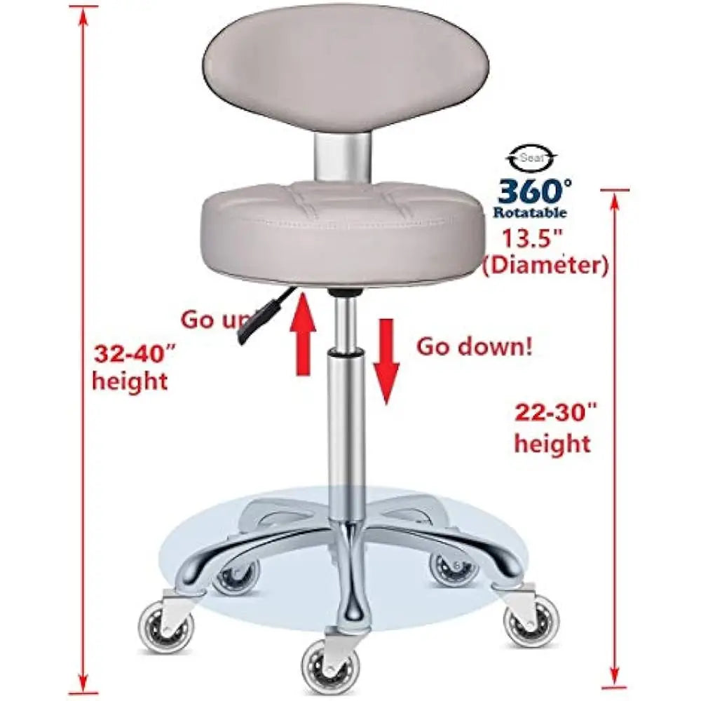 Swivel Stool Chair Adjustable Height with a backrest, Heavy Duty Hydraulic Rolling Metal Stools, Bar Stool