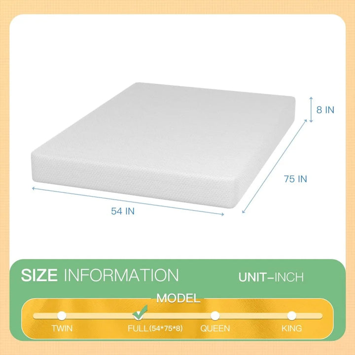 8 inch Memory Foam Mattress Cooling Gel Green Tea Infused Mattress,Fiberglass Free,CertiPUR-US Certified,Cooler Sleep Supportiv