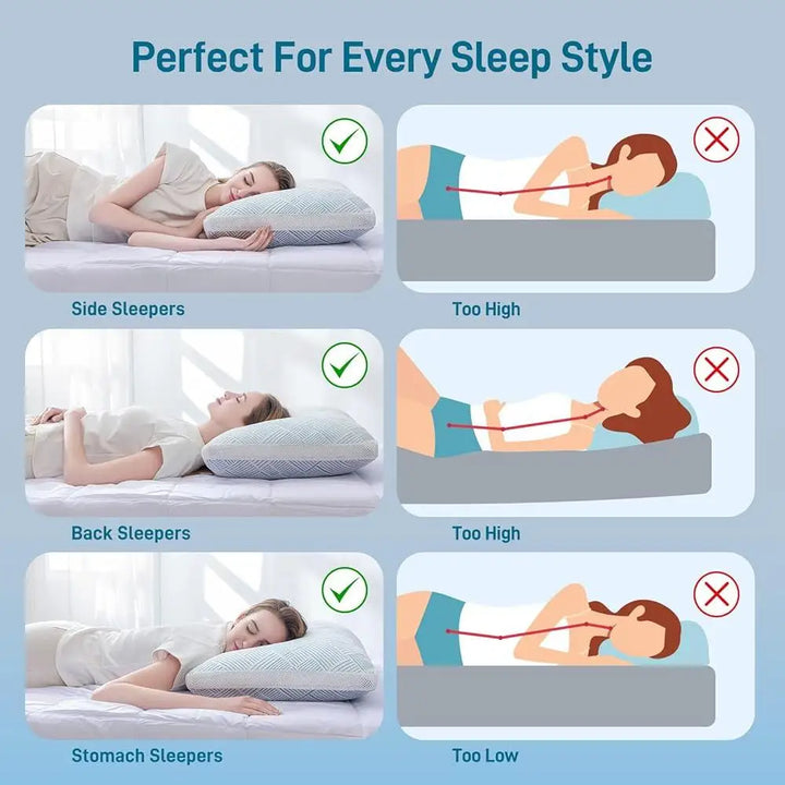 Adjustable Shredded Memory Foam Cooling Pillow Set of 2 Hypoallergenic Bamboo Viscose Queen Size Soft Hotel Quality