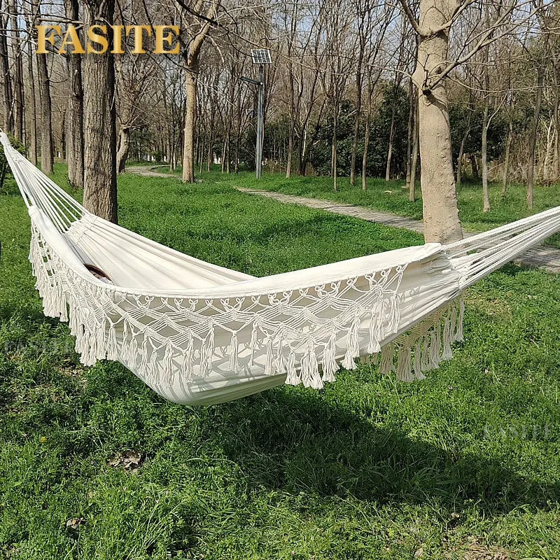 ins Style 2 Person Hammock Boho Large Macrame Fringe Double Deluxe Hammock Swing Net Chair Outdoor Indoor Hanging Deco