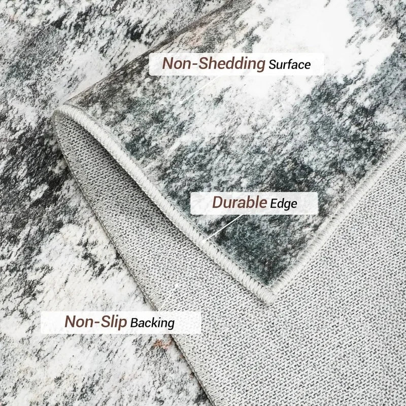 8x10 Area Rugs, Modern Abstract Washable Rug for Living Room, Stain Resistant Non-Shedding Distressed Area Rug