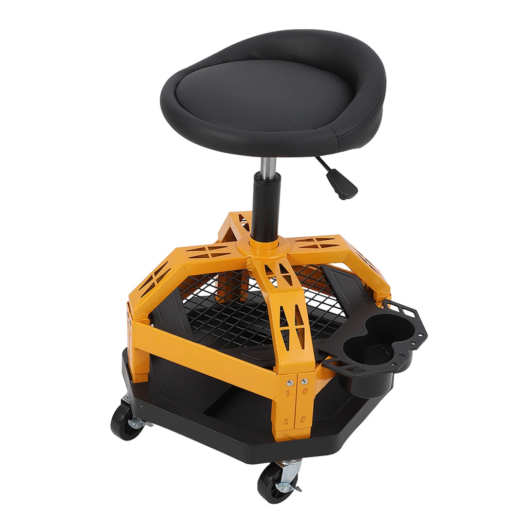 330LBS Rolling Shop Stool for Garage - Heavy-Duty Mechanic Stool, Ease to Move with 360° Universal Casters, Engineering Design