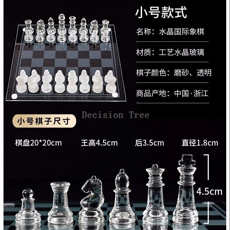 2024 glass crystal occidental chess children casual puzzle backgammon elegant transparent entertainment chessboard chessman set