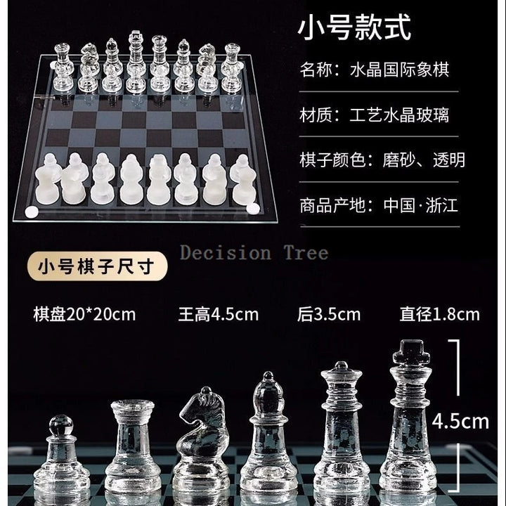 2024 glass crystal occidental chess children casual puzzle backgammon elegant transparent entertainment chessboard chessman set