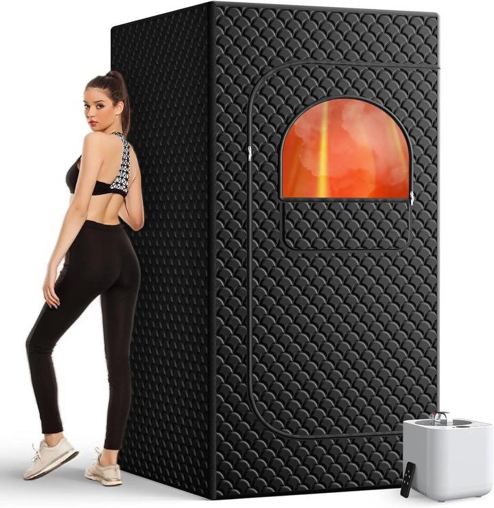 Portable Sauna Box for Home, Personal SPA Steam Sauna with 10 Min Fast Heating & 9 Levels Heat, Warm Sauna Tent with 3L/1200W St