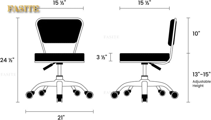 Nordic Short Stool Adjustable 13-15 Rolling Pneumatic, Paded Shower Bench Back-Support