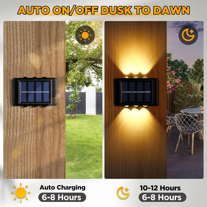 Waterproof Solar Wall Light â€“ 6-LED Outdoor Decorative Lights for Landscape, Garden, Courtyard, or Street | Trufairs