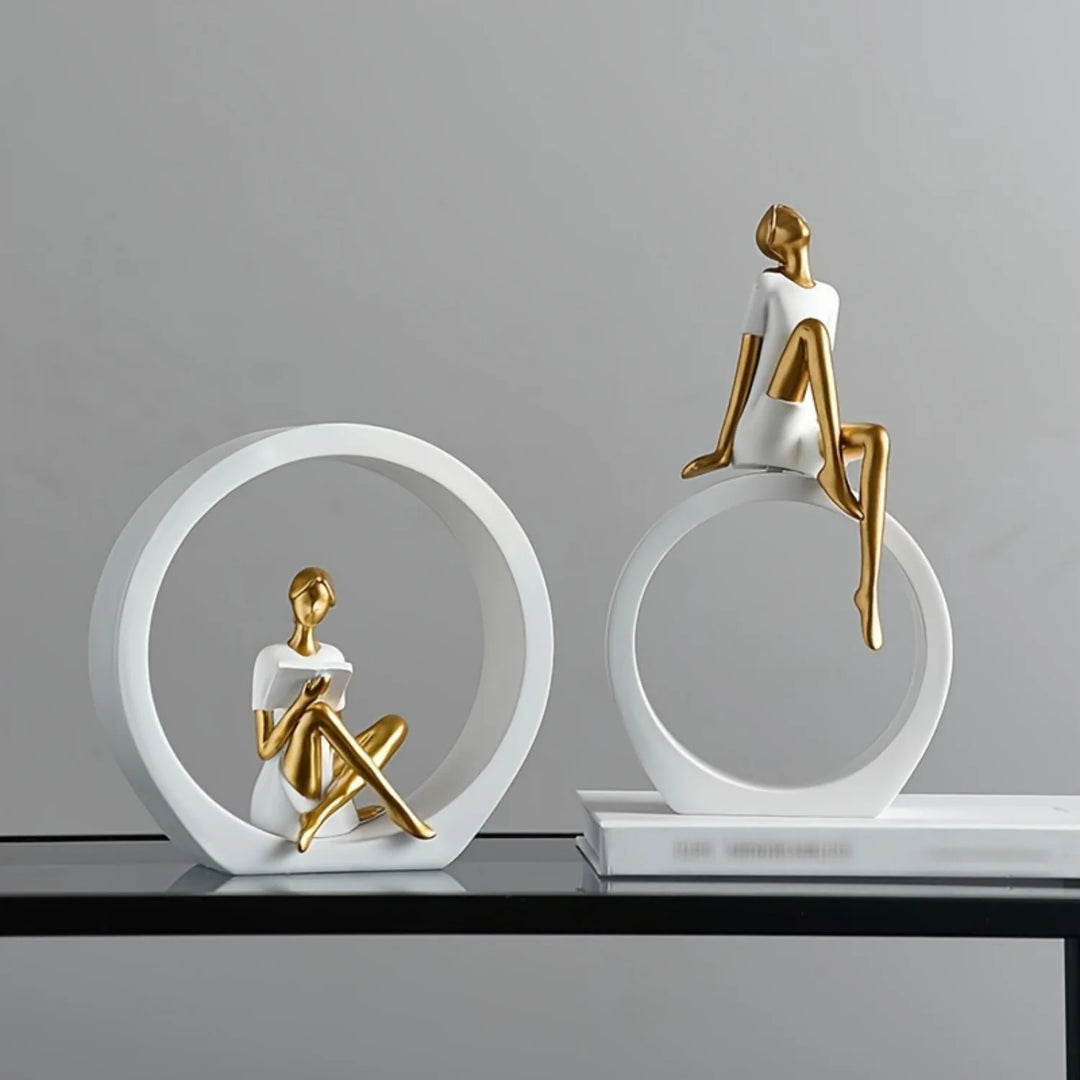 Modern Resin Sculpture Figure – Abstract Circle Ornament Home Decor for Indoor Decorative Art Accent | Trufairs