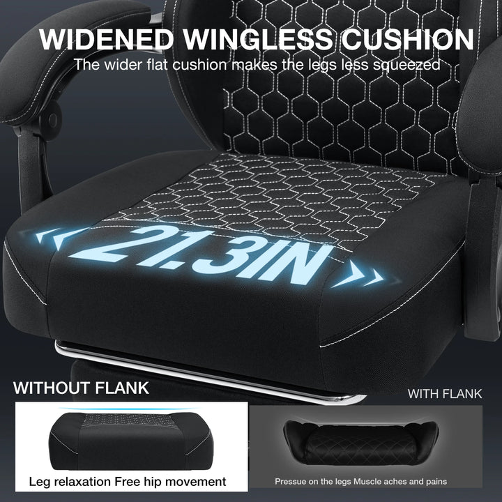 Breathable Gaming Chair With Lumbar Cushion Bluetooth Speaker Dual Function Point Massage Height Adjustable Office Computer Chai
