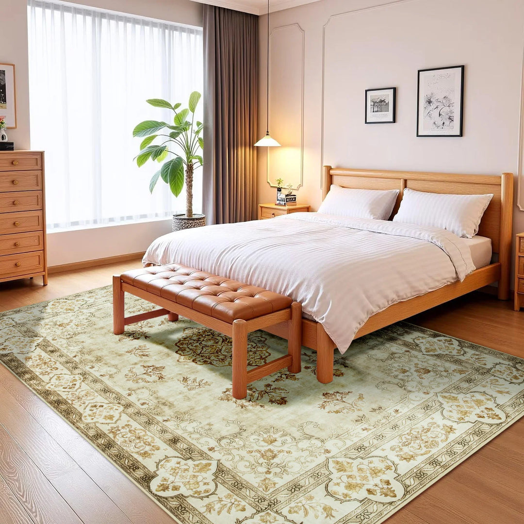 Area Rugs for Living Room Elegant Floral Traditional Faux Wool Area Rug