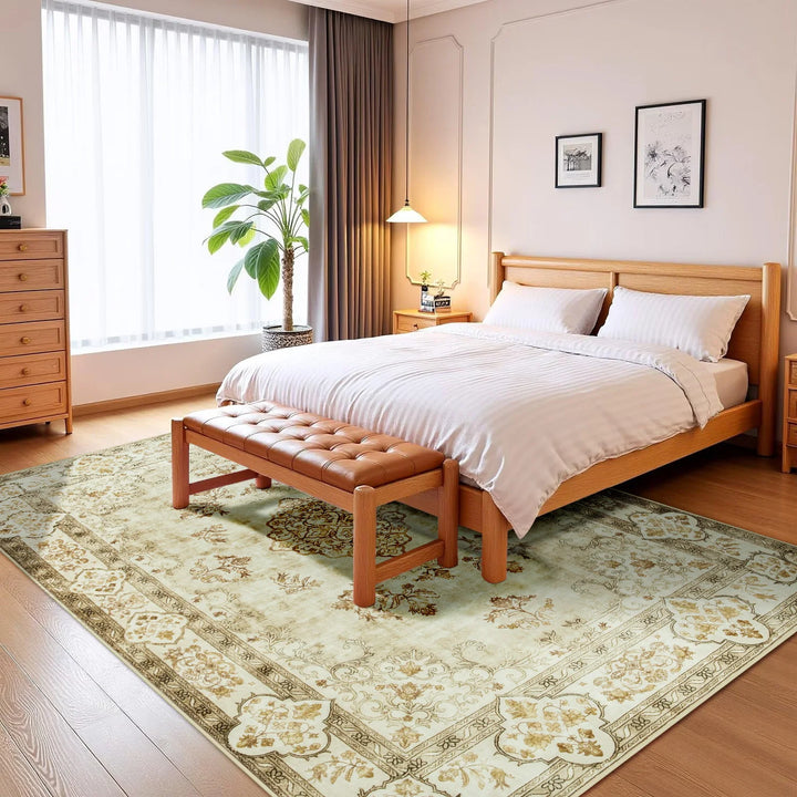 Area Rugs for Living Room Elegant Floral Traditional Faux Wool Area Rug