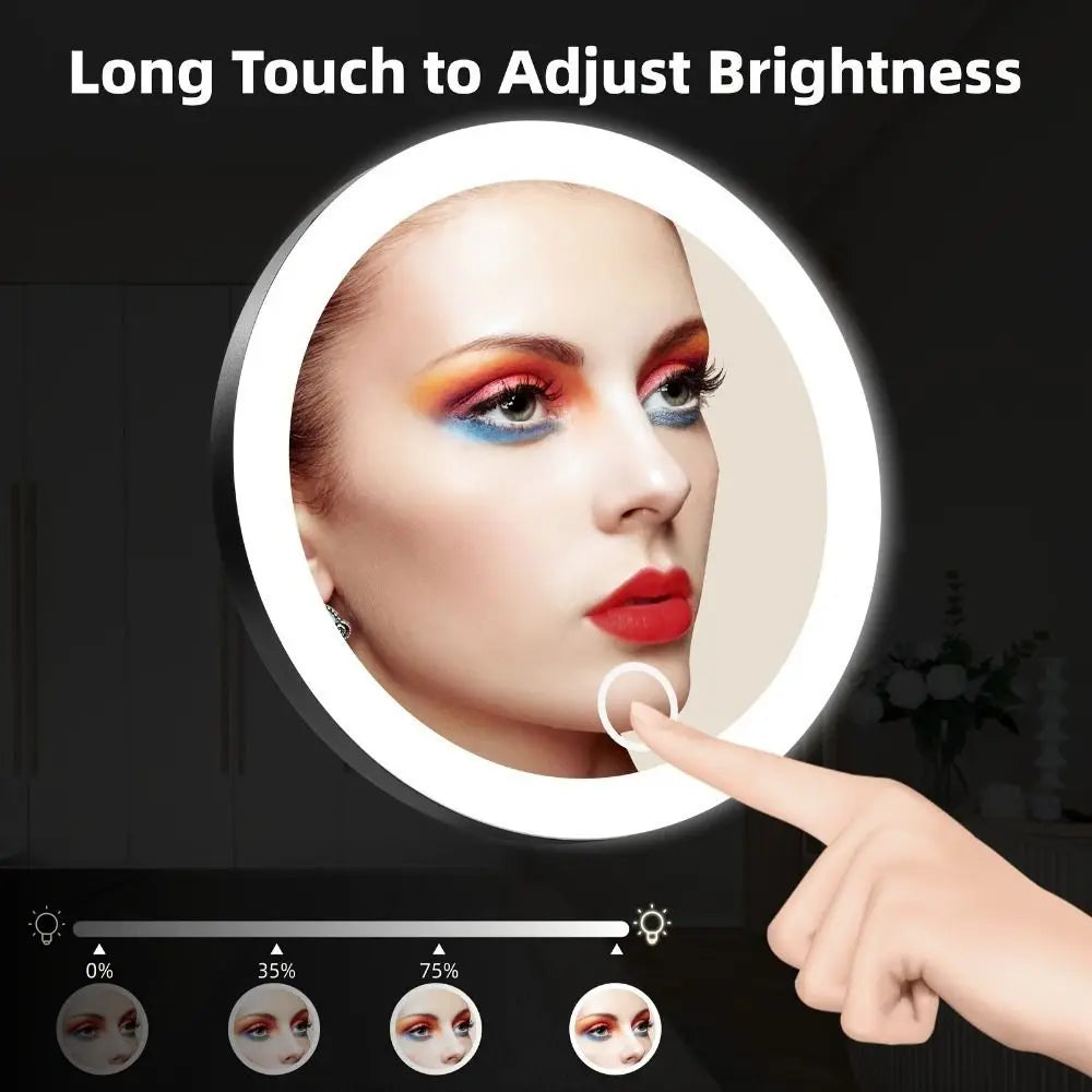 360° Adjustable Stand Magnifying Mirror with Light High-Definition Foldable LED Makeup Mirror 5/10/20/30x 3 Color Light