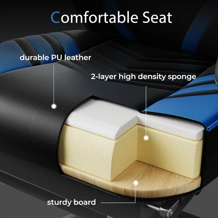 Gaming Chair Video Game Chair with Footrest and Lumbar Support Racing Style PU Leather Computer Chair Ergonomic Adjustable Swiv