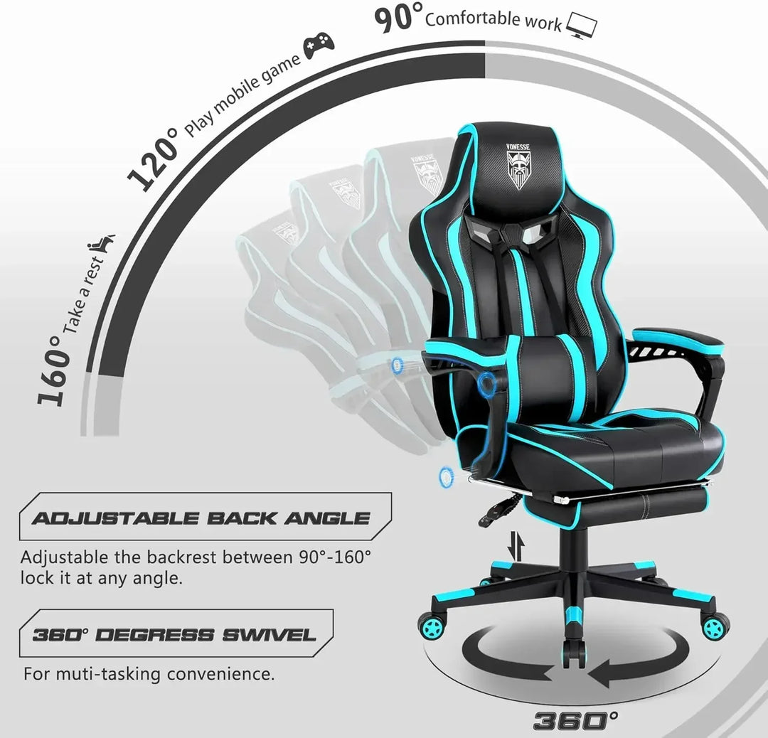 Gaming Chair for Adults Gaming Chairs with Footrest Reclining Computer Chair for Heavy People Big a