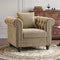 Vintage-Style Comfortable Button-Tufted Chesterfield Club Chair with Rolled Arms and Pillow for Living Room