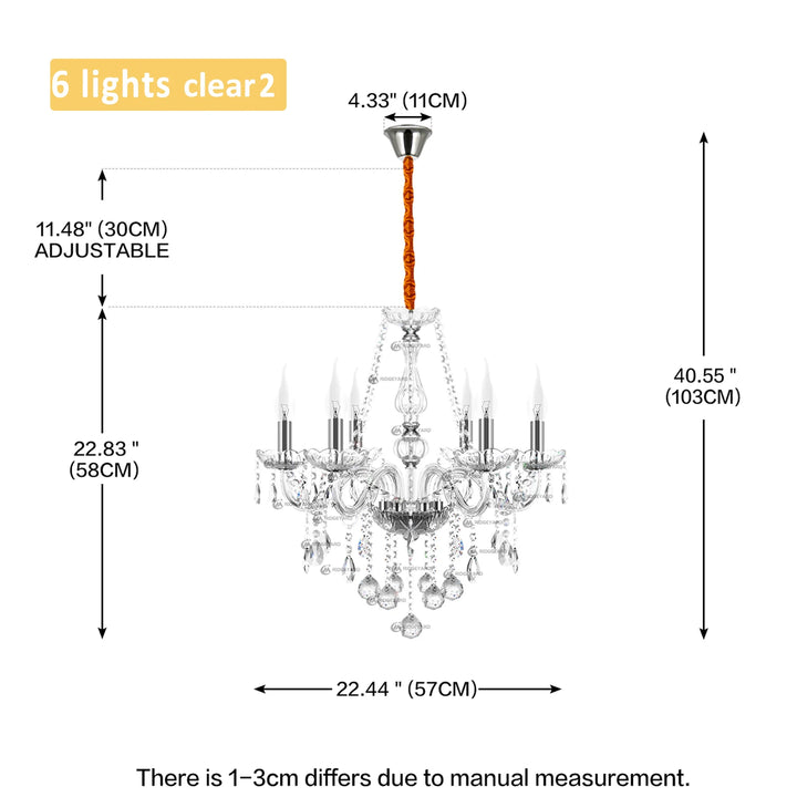 Classic 6 Lights Tassels Chandelier 6 Arms Crystal Lustre Light Modern Ceiling Light Lamp Lighting For Living Room Dining Room