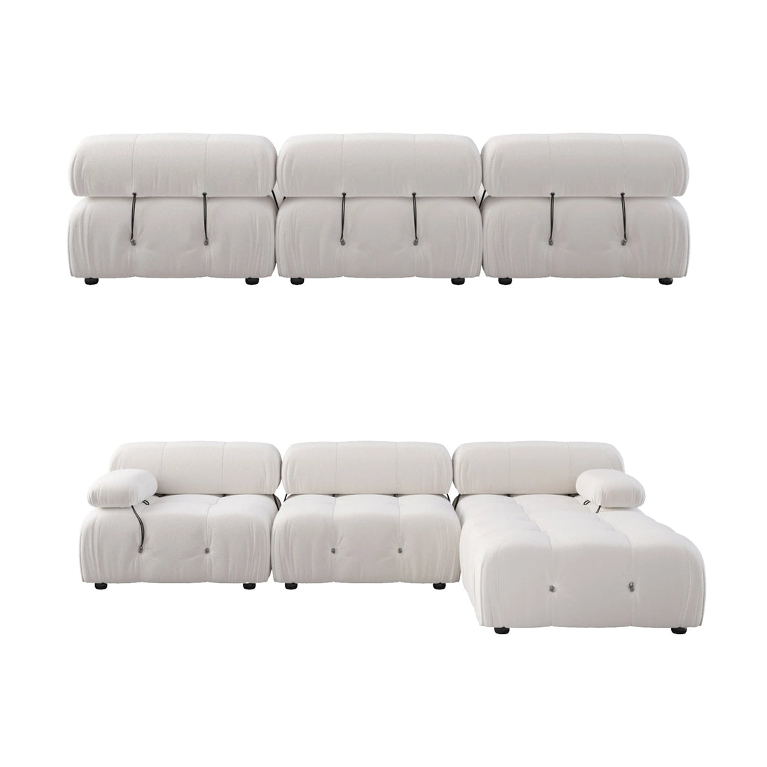 Sdorens Sectional Sofa Living Room Sofas L-Shaped Velvet Couch with Reversible Ottoman Convertible Modern Design Couch Sofa