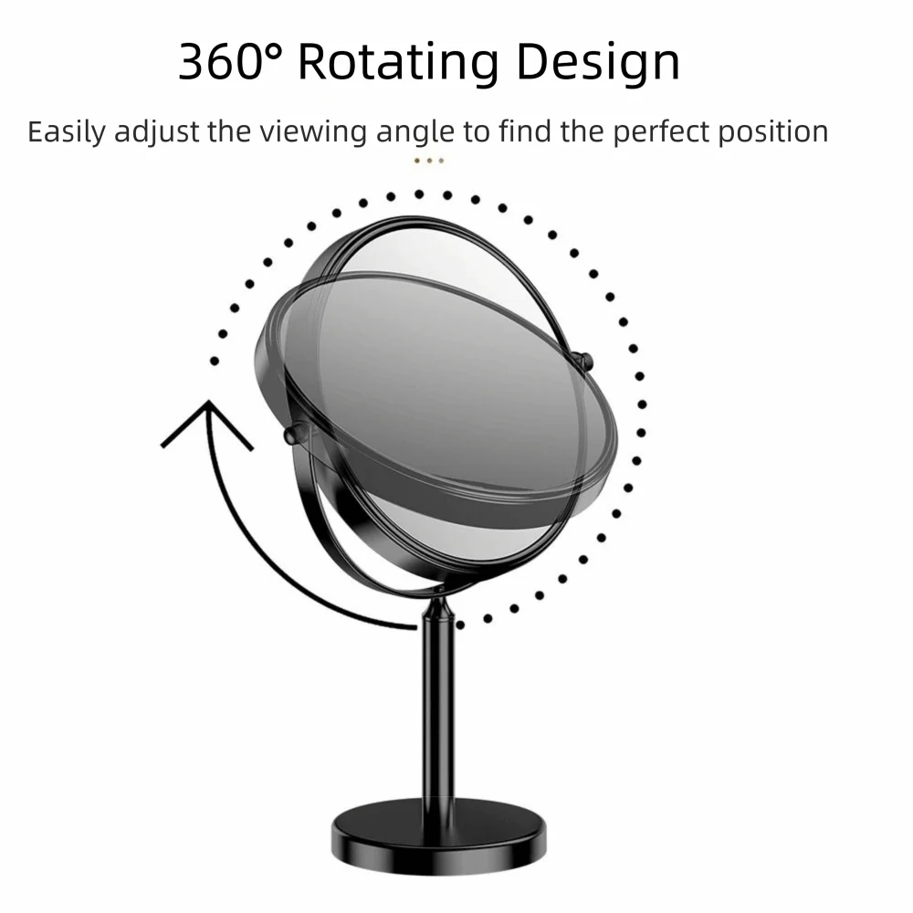 Double Sided Desktop Makeup Mirror 360 Rotating Waterproof Magnifying Cosmetic Mirror Round Free Standing Swivel Vanity Mirror