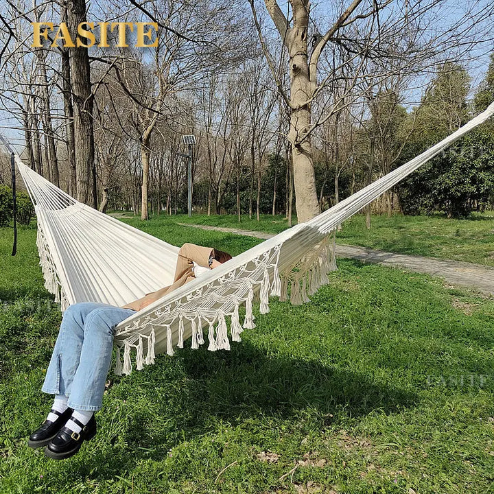ins Style 2 Person Hammock Boho Large Macrame Fringe Double Deluxe Hammock Swing Net Chair Outdoor Indoor Hanging Deco