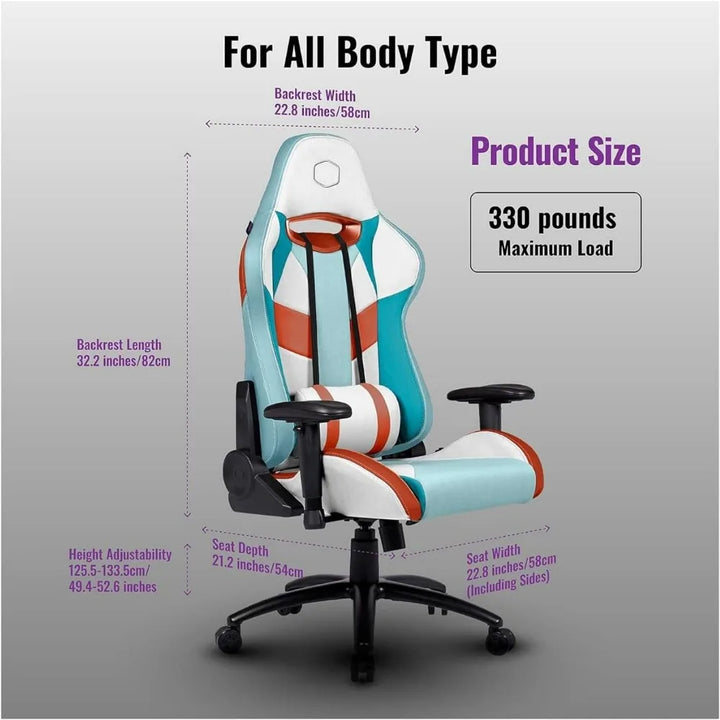 Cooler Master Caliber R2S Gaming Chair for Computer Game, Office and Racing Style Gamer, Comfy Ergonomic Reclining High Back