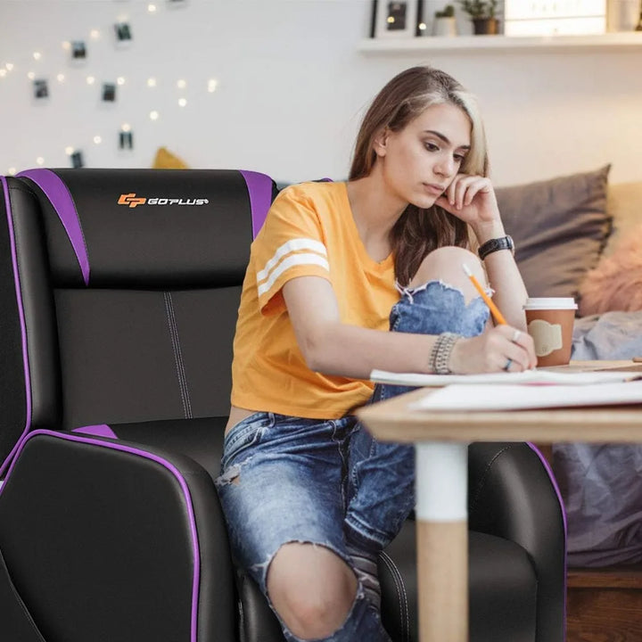 ergonomic leather gaming recliner for adults: adjustable sofa with footrest, lumbar and head support