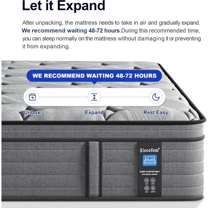 Mattress,14 Inch Queen Size Hybrid Mattress with Extra Lumbar Support for Back Pain Relief, Cool Sleep, Edge Support