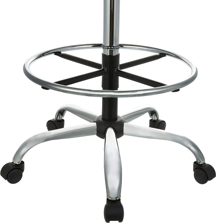 Multi-Purpose Adjustable Drafting Spa Bar Stool with Foot Rest and Wheels - Black