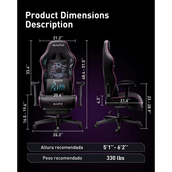 Gaming Chair,Ergonomic Wingless Cushion Computer Chair,PU Leather Racing Style Office Chair with Lumbar Support Pillow