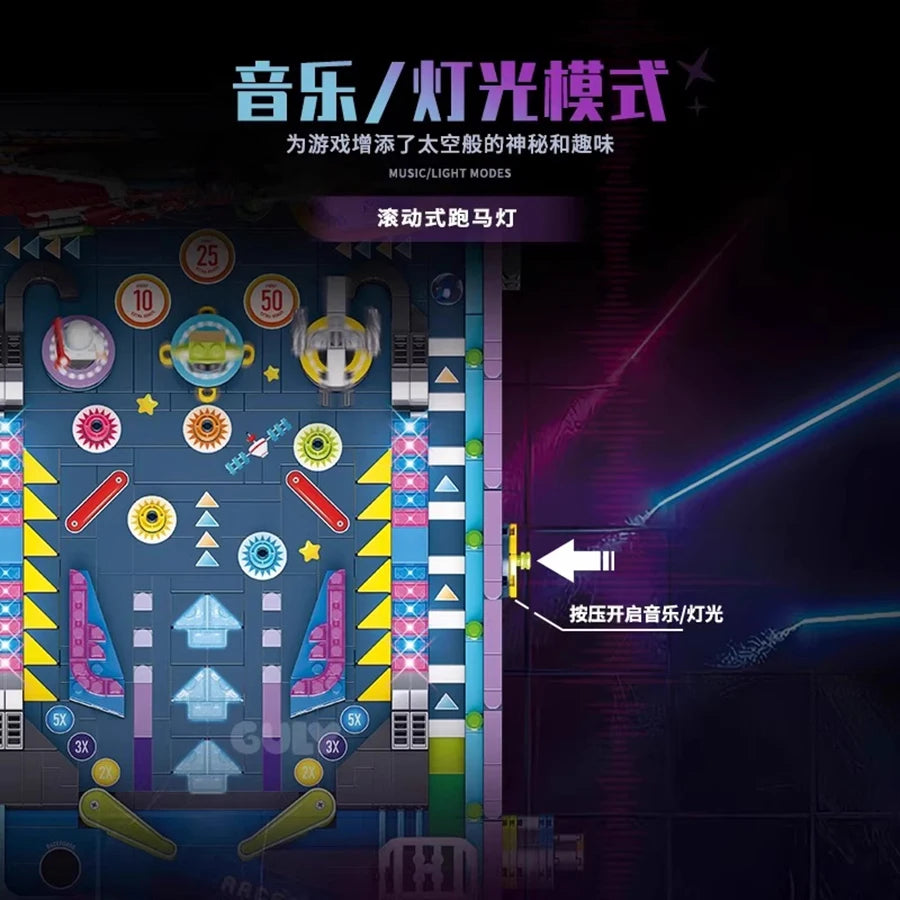 High Quality Building Blocks Pinball Machine, Game Table, Coin Operated, Children's Puzzle Assembly Model, Boy Creative Gift Toy