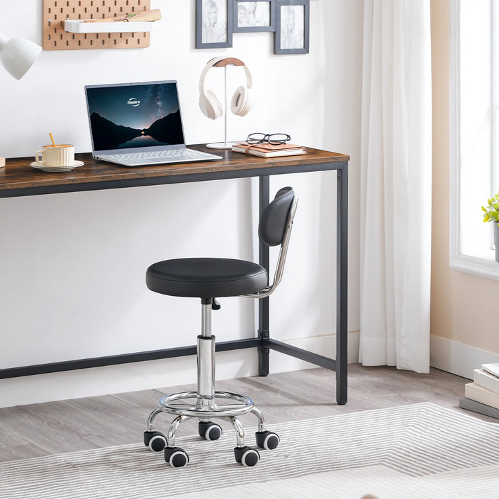 HOOBRO Height Adjustable Rolling Stool 360° Rotating Drafting Chair Multi-Purpose Office Desk Chair for Barber Shop