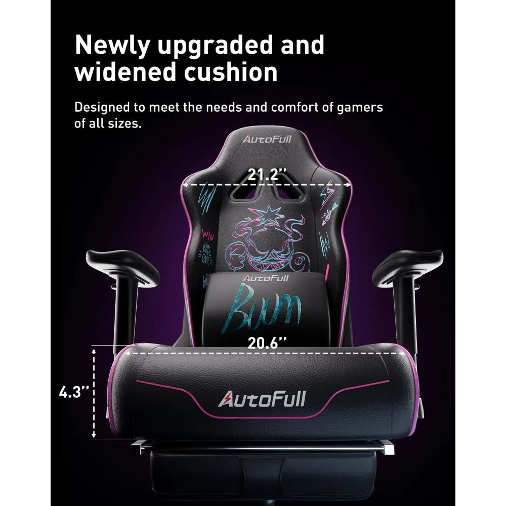 Gaming Chair,Ergonomic Wingless Cushion Computer Chair,PU Leather Racing Style Office Chair with Lumbar Support Pillow